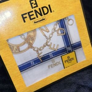 Fendi Blue and Gold Scarf